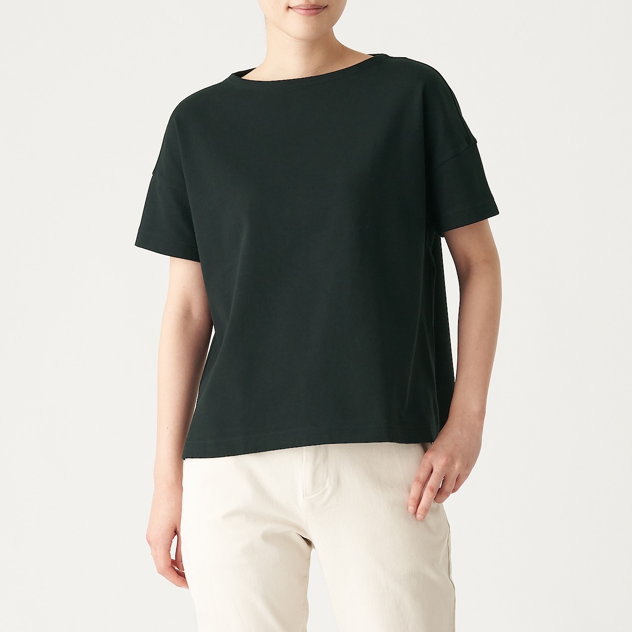 太番手天竺編みボートネックワイドtシャツ 半袖 無地 ボーダー 婦人m l 黒 Tシャツ カットソー 半袖 婦人 レディース 通販 無印良品 太番手天竺編みボートネックワイドtシャツ 半袖 無地 ボーダー 婦人m l 黒 Tシャツ カットソー 半袖 婦人 レディース 通販 無印良品