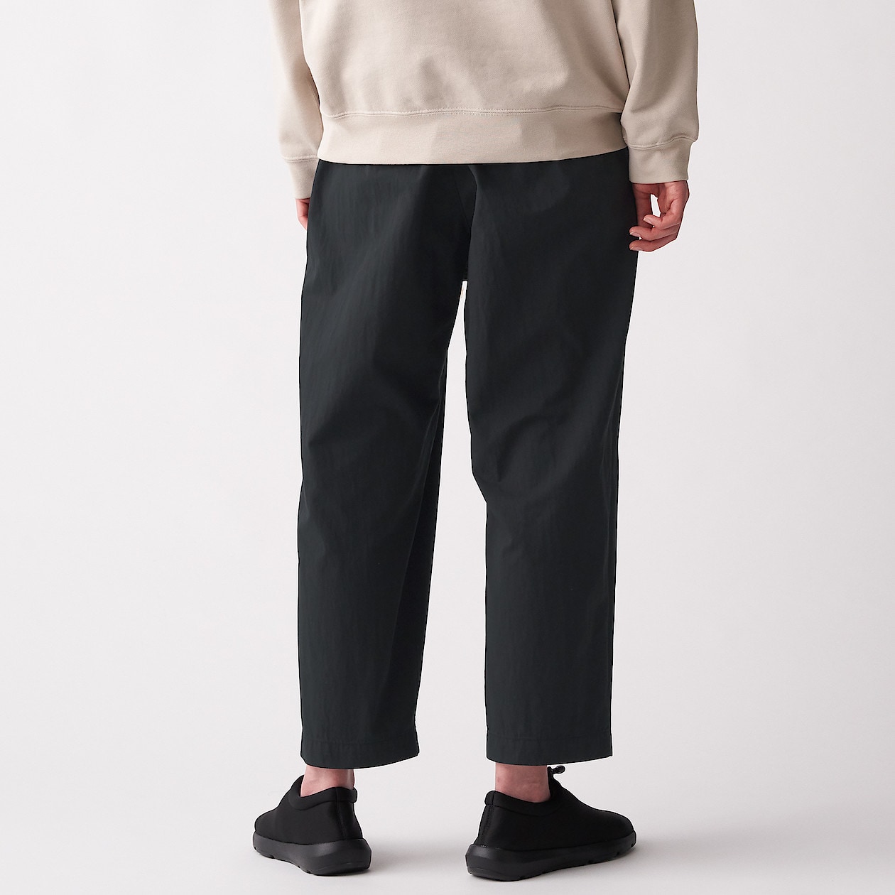 綿混撥水ワイドイージークロップドパンツ 男女兼用ｘｓ 黒 通販
