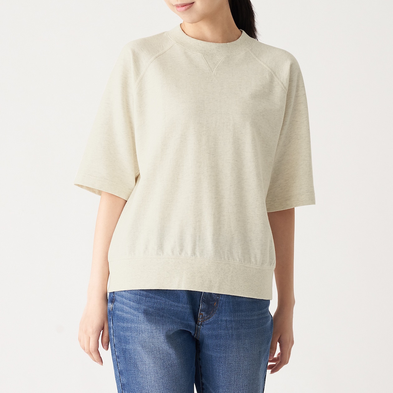 ミニ裏毛ワイドｔシャツ 五分袖 婦人ｘｓ ｓ アイボリー Tシャツ カットソー シャツ 半袖 婦人 レディース 通販 無印良品