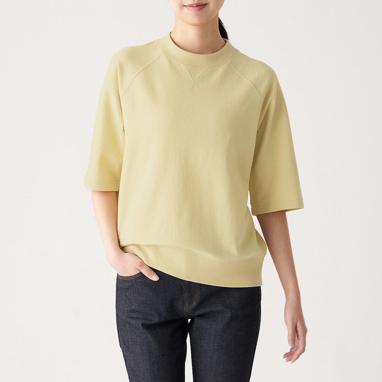 ミニ裏毛ワイドｔシャツ 五分袖 婦人ｘｓ ｓ ペールグリーン Tシャツ カットソー シャツ 半袖 婦人 レディース 通販 無印良品