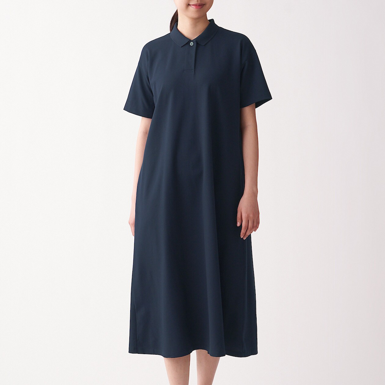 鹿の子編み半袖ポロワンピース 婦人ｍ ｌ ネイビー ワンピース チュニック 婦人 レディース 通販 無印良品