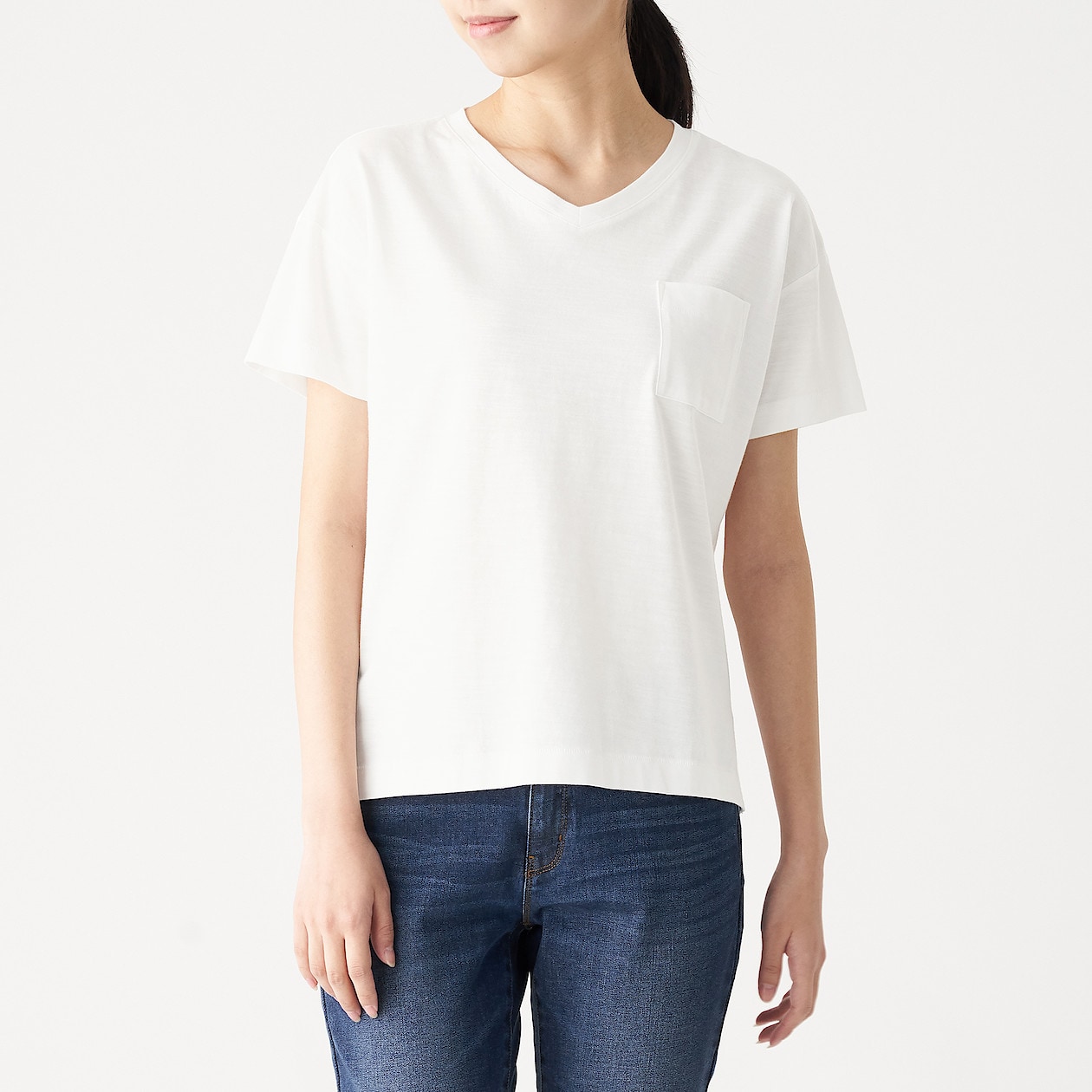 ムラ糸天竺編みｖネック半袖ｔシャツ 婦人ｘｓ 白 Tシャツ カットソー シャツ 半袖 婦人 レディース 通販 無印良品