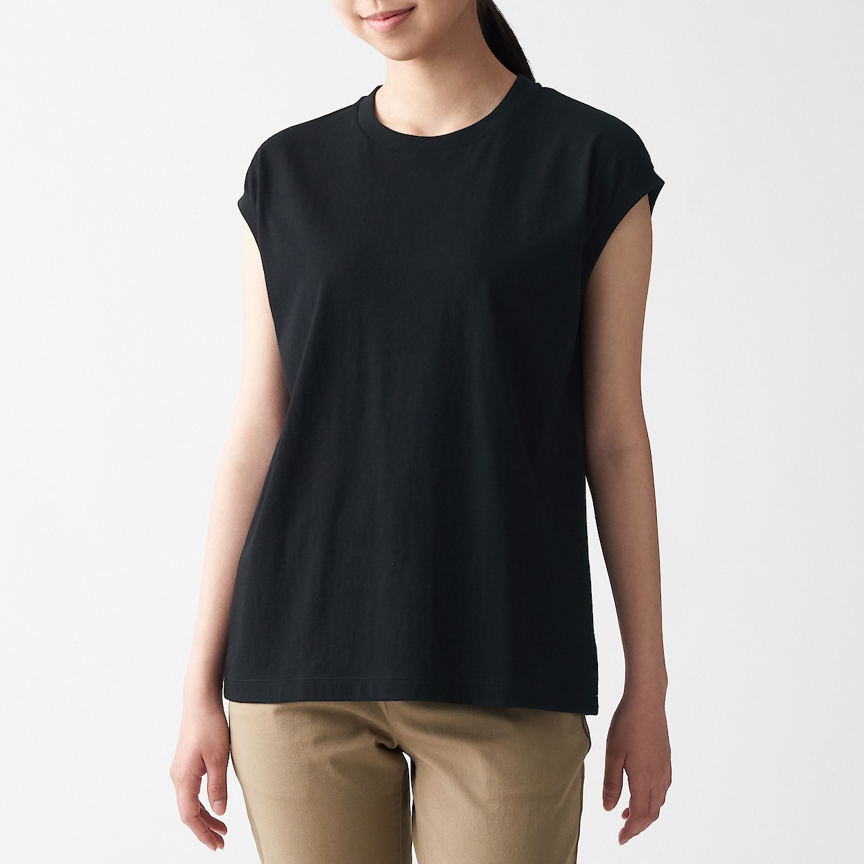 インド綿天竺編みスリーブレスtシャツ 婦人m 黒 Tシャツ カットソー 半袖 婦人 レディース 通販 無印良品 インド綿天竺編みスリーブレスtシャツ 婦人m 黒 Tシャツ カットソー 半袖 婦人 レディース 通販 無印良品
