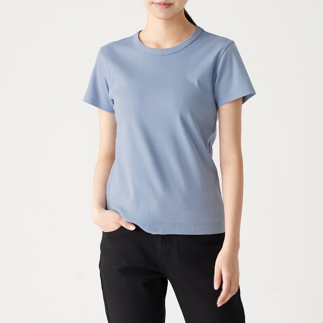 汗じみしにくいフライス編みクルーネック半袖ｔシャツ 婦人ｘｓ ブルー Tシャツ カットソー 半袖 婦人 レディース 通販 無印良品