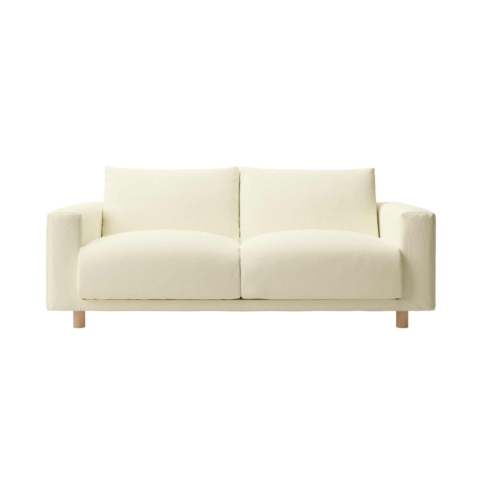 ソファ本体・２．５シーター・革張り・フェザー・ポケットコイル／アイボリー