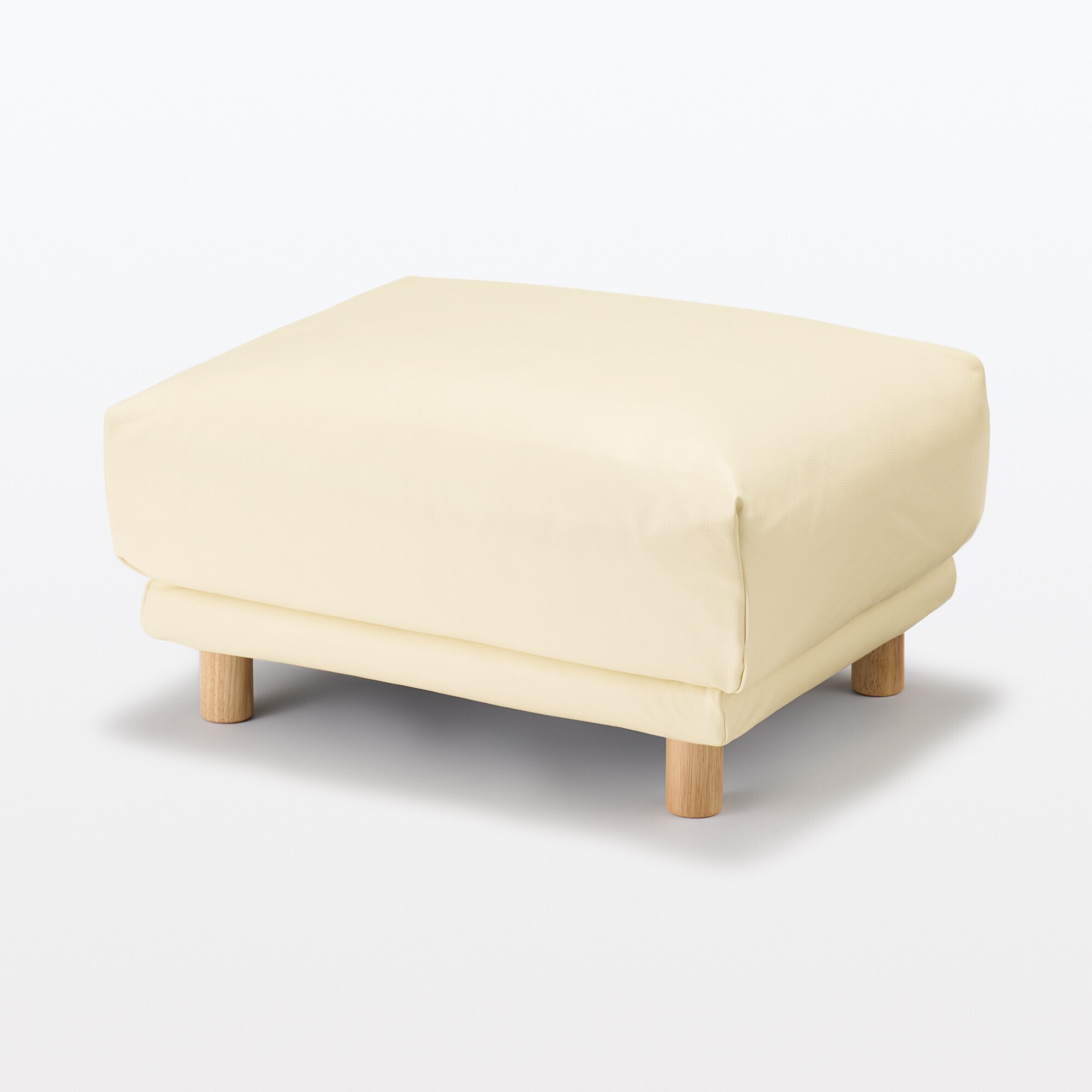 ソファ本体・オットマン・革張り・フェザー・ポケットコイル／アイボリー