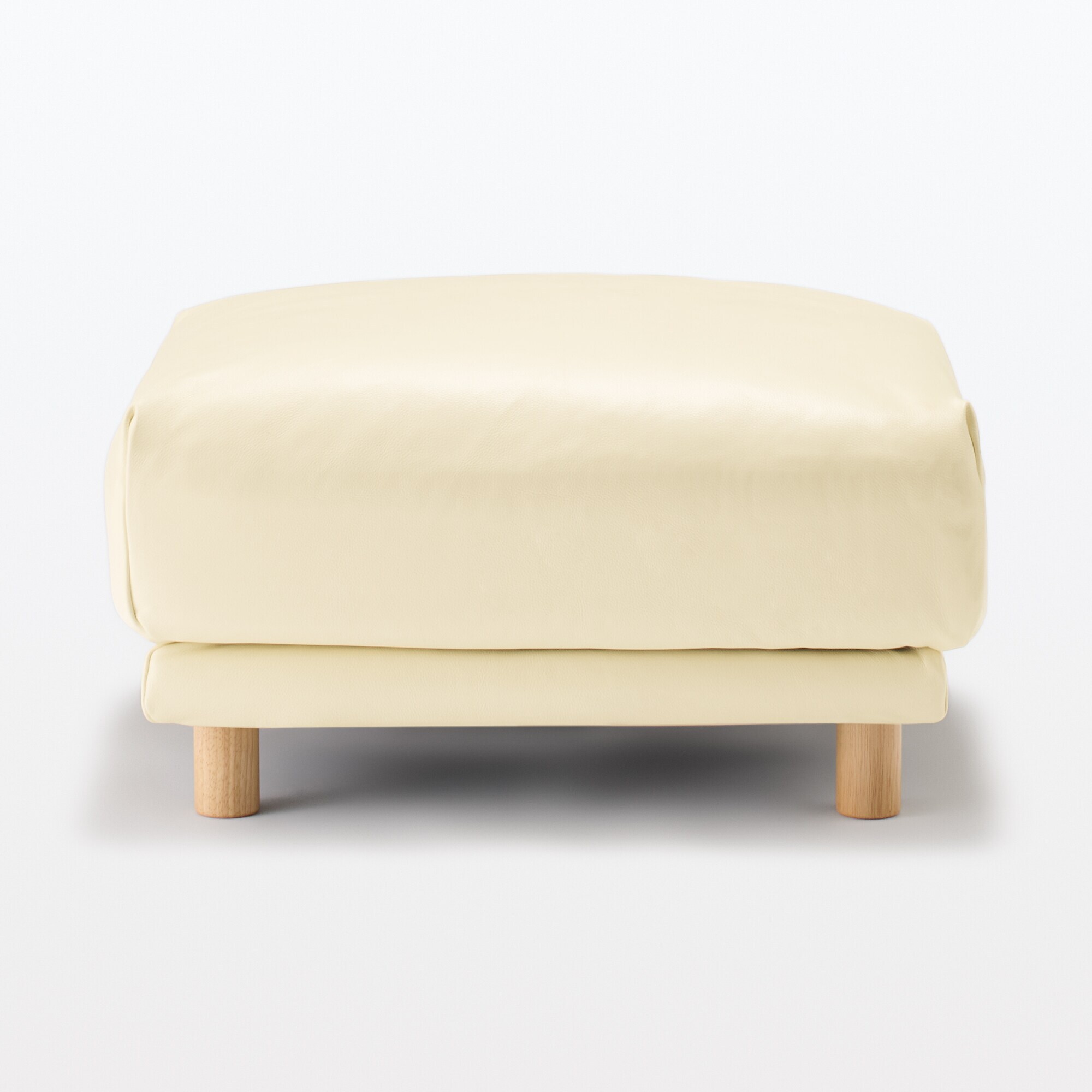 ソファ本体・オットマン・革張り・フェザー・ポケットコイル／アイボリー