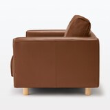 ソファ本体・２シーター・革張り・フェザー・ポケットコイル／ブラウン