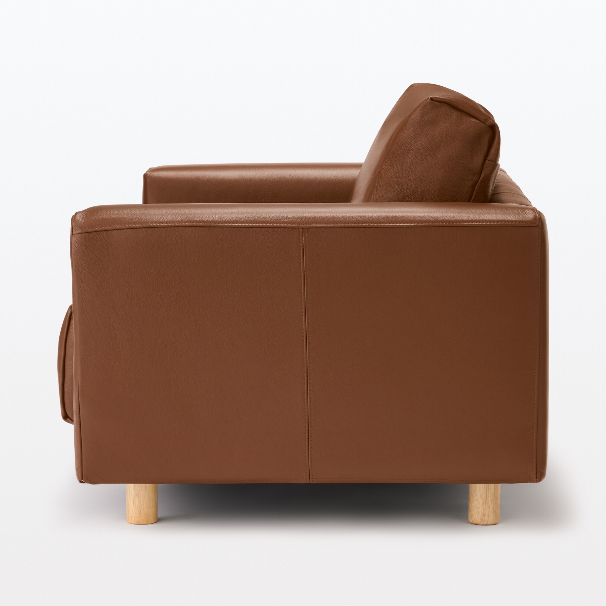 ソファ本体・２シーター・革張り・フェザー・ポケットコイル／ブラウン