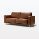 ソファ本体・２．５シーター・革張り・フェザー・ポケットコイル／ブラウン