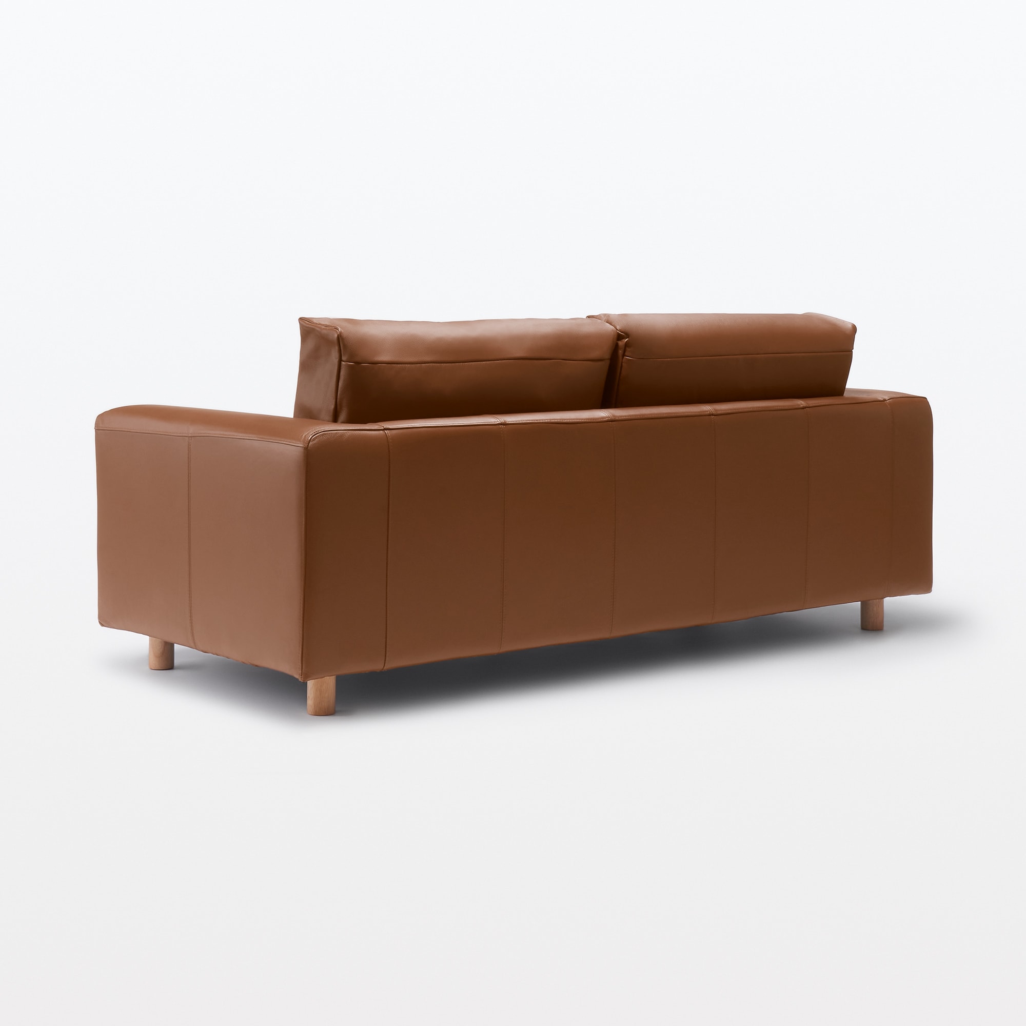 ソファ本体・２．５シーター・革張り・フェザー・ポケットコイル／ブラウン
