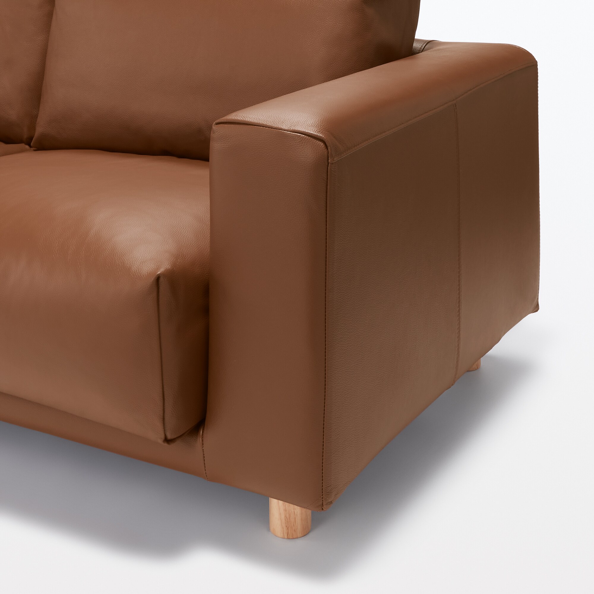 ソファ本体・２．５シーター・革張り・フェザー・ポケットコイル／ブラウン