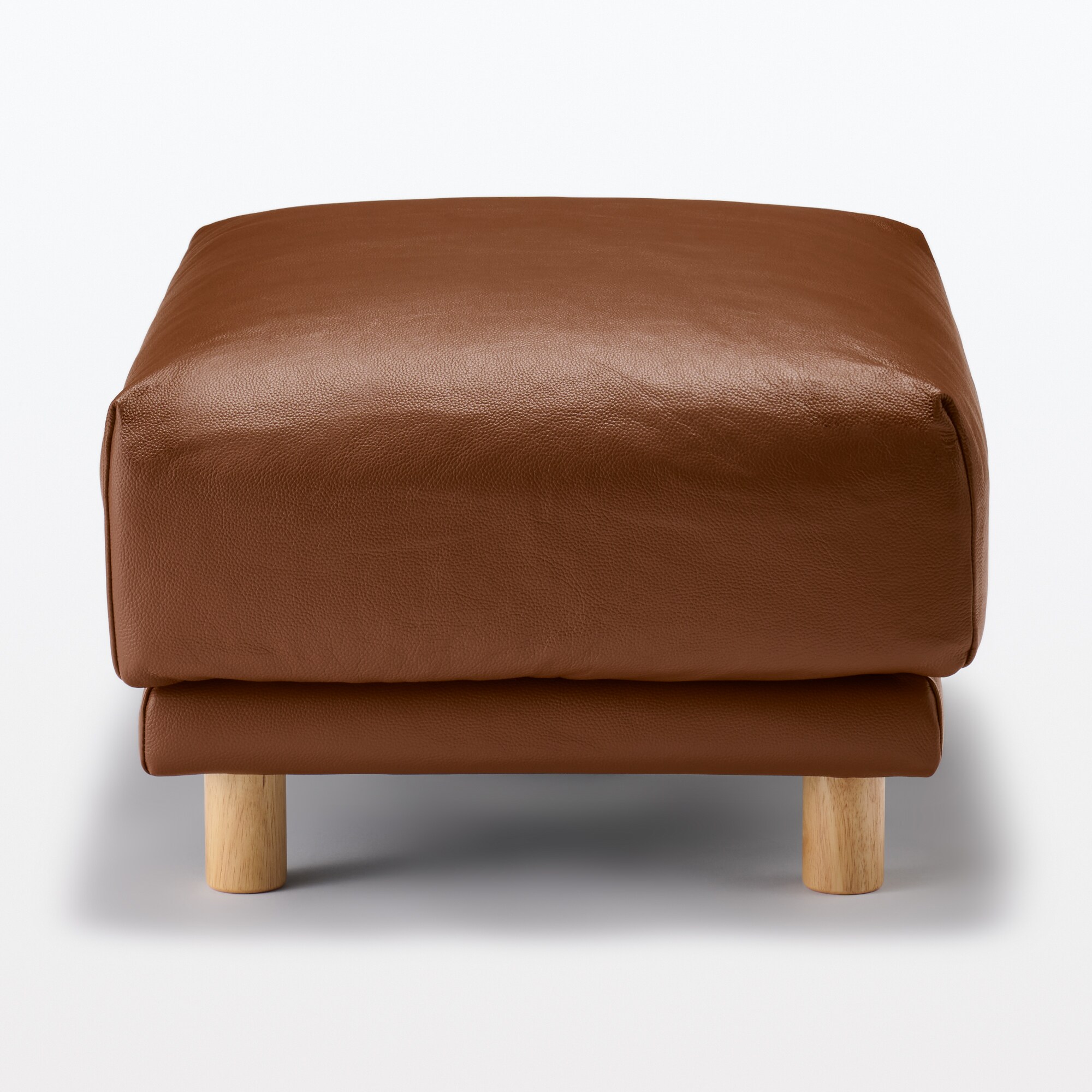 ソファ本体・オットマン・革張り・フェザー・ポケットコイル／ブラウン