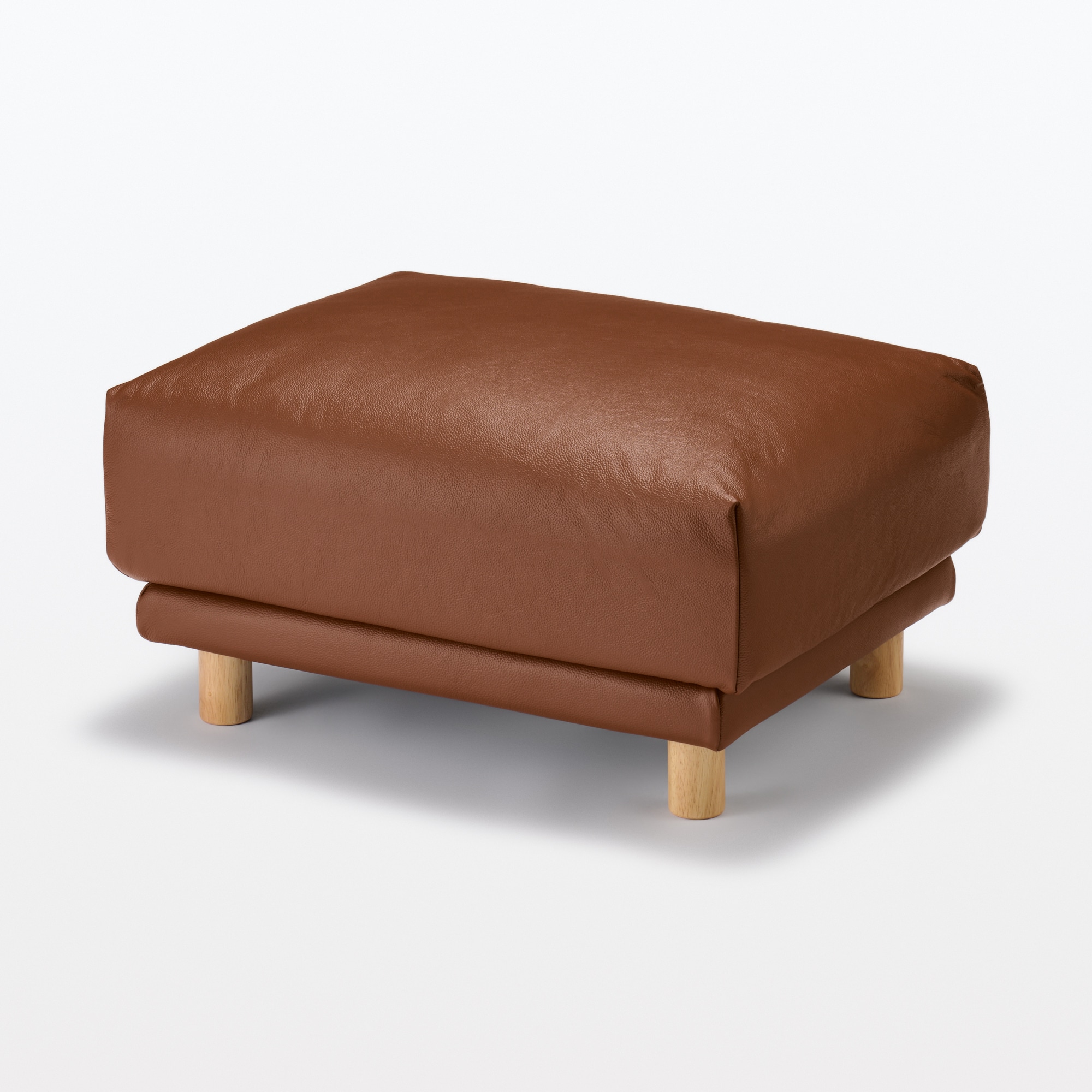 ソファ本体・オットマン・革張り・フェザー・ポケットコイル／ブラウン