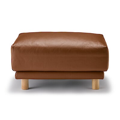 ソファ本体・オットマン・革張り・フェザー・ポケットコイル／ブラウン