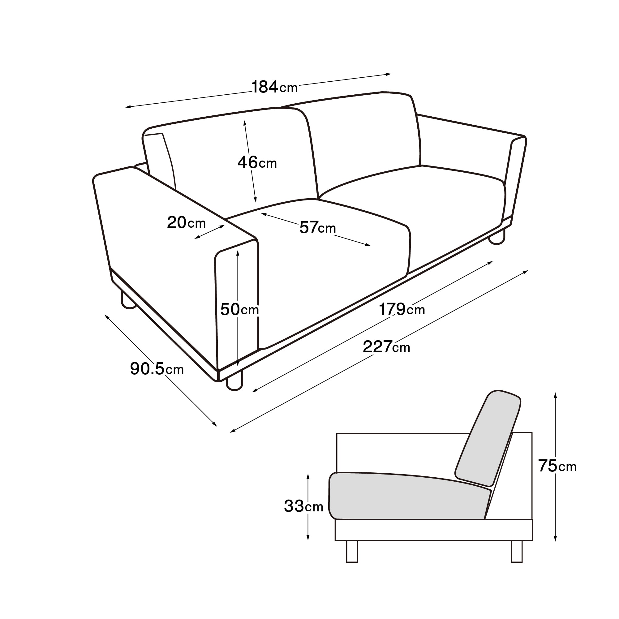 ソファ本体・３シーター・フェザー・ポケットコイル