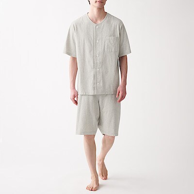 脇に縫い目のない 天竺編み半袖パジャマ 紳士ｌ ｘｌ グレー パジャマ 紳士 メンズ 通販 無印良品
