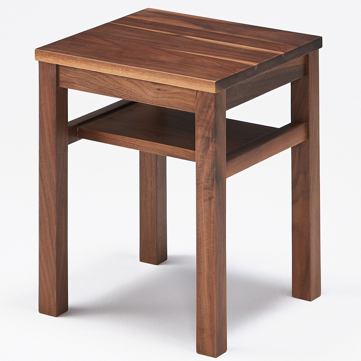 木製サイドテーブルベンチ／板座／ウォールナット材 幅３７×奥行３７ 