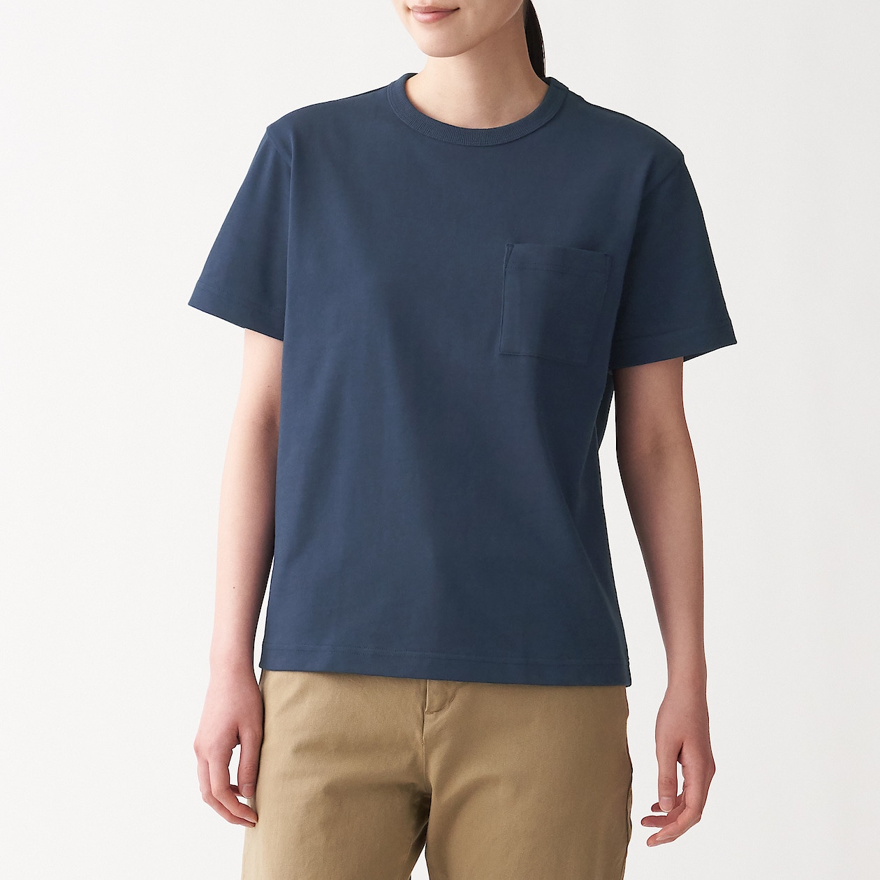 太番手天竺編みクルーネック半袖ｔシャツ 婦人ｍ ネイビー Tシャツ カットソー シャツ 半袖 婦人 レディース 通販 無印良品