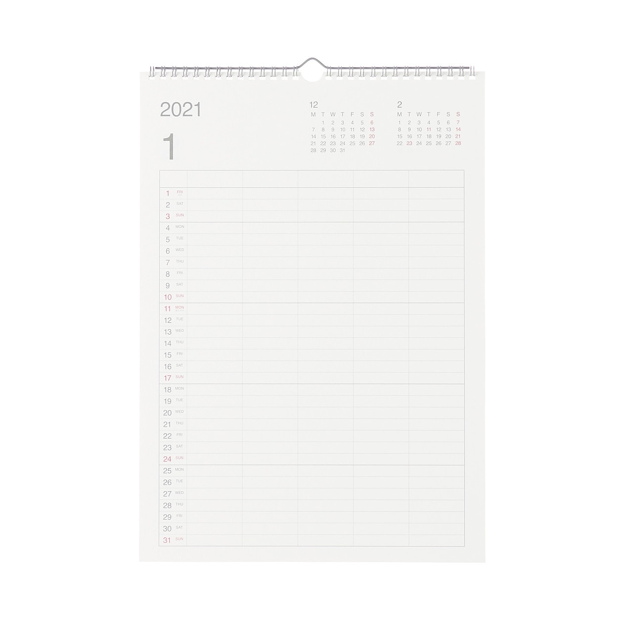 バガスペーパーファミリーカレンダー ａ３ ５人用 １月 １２月 通販 無印良品