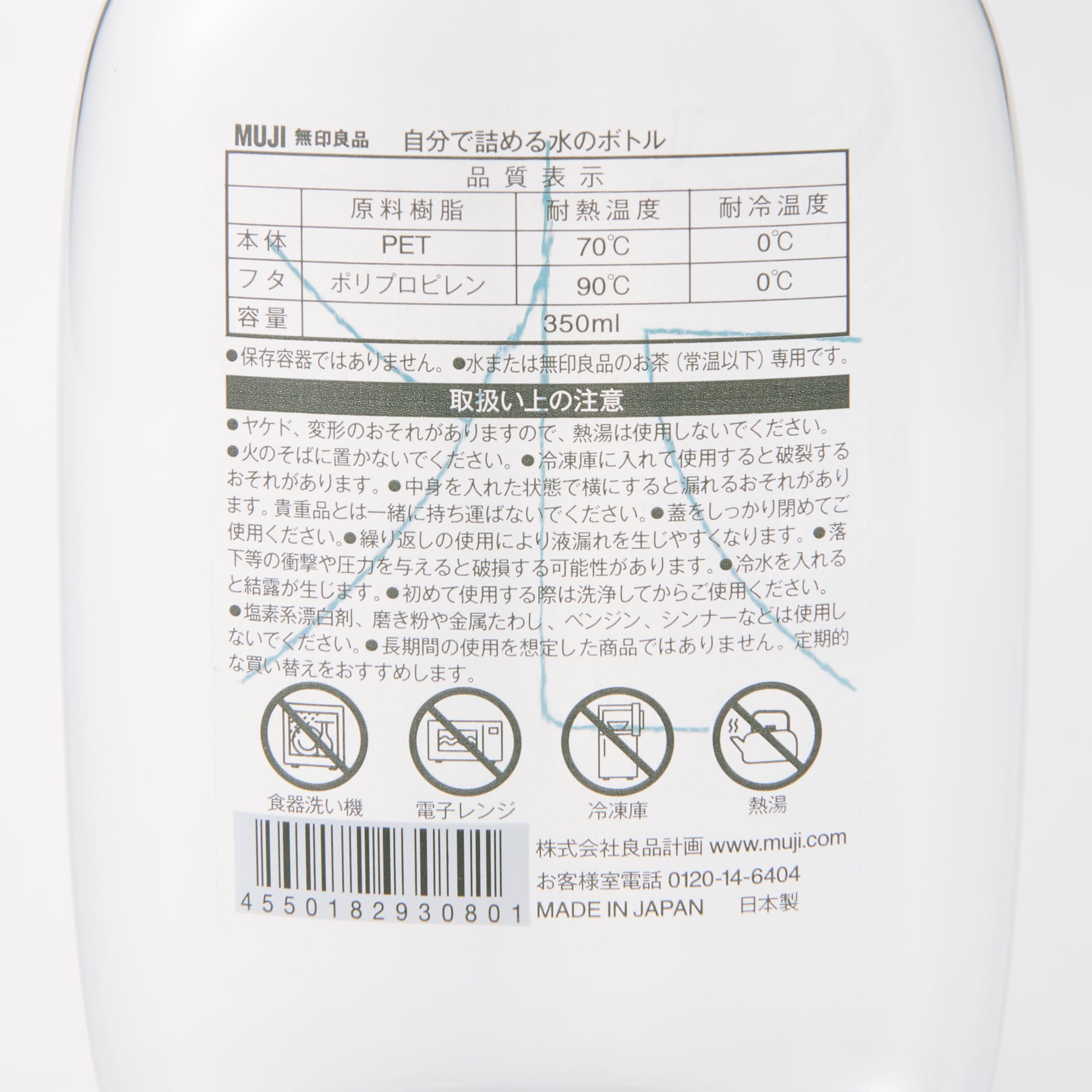 自分で詰める水のボトル