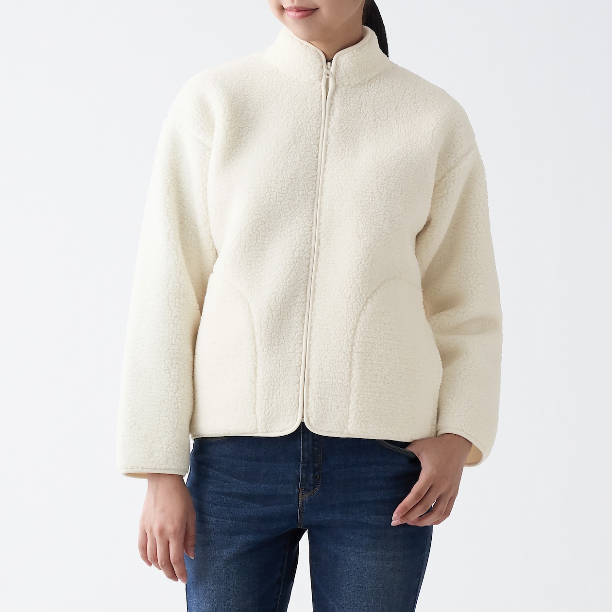 ストレッチボアフリースジャケット 婦人m l アイボリー 通販 無印良品 ストレッチボアフリースジャケット 婦人m l アイボリー 通販 無印良品