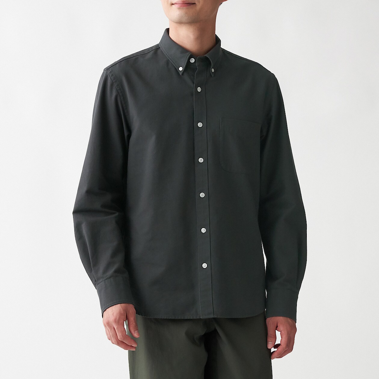 洗いざらしオックスボタンダウンシャツ 欧米サイズ 紳士ｘｓ ダークグレー 海外サイズ 紳士 メンズ 通販 無印良品