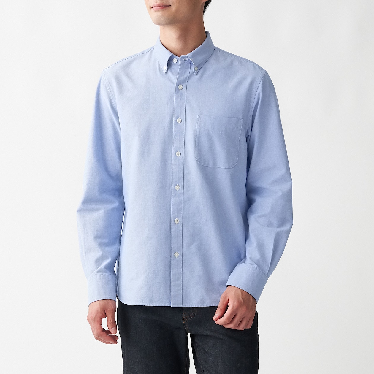 新疆綿洗いざらしオックスボタンダウンシャツ 紳士ｘｓ サックスブルー 通販 無印良品
