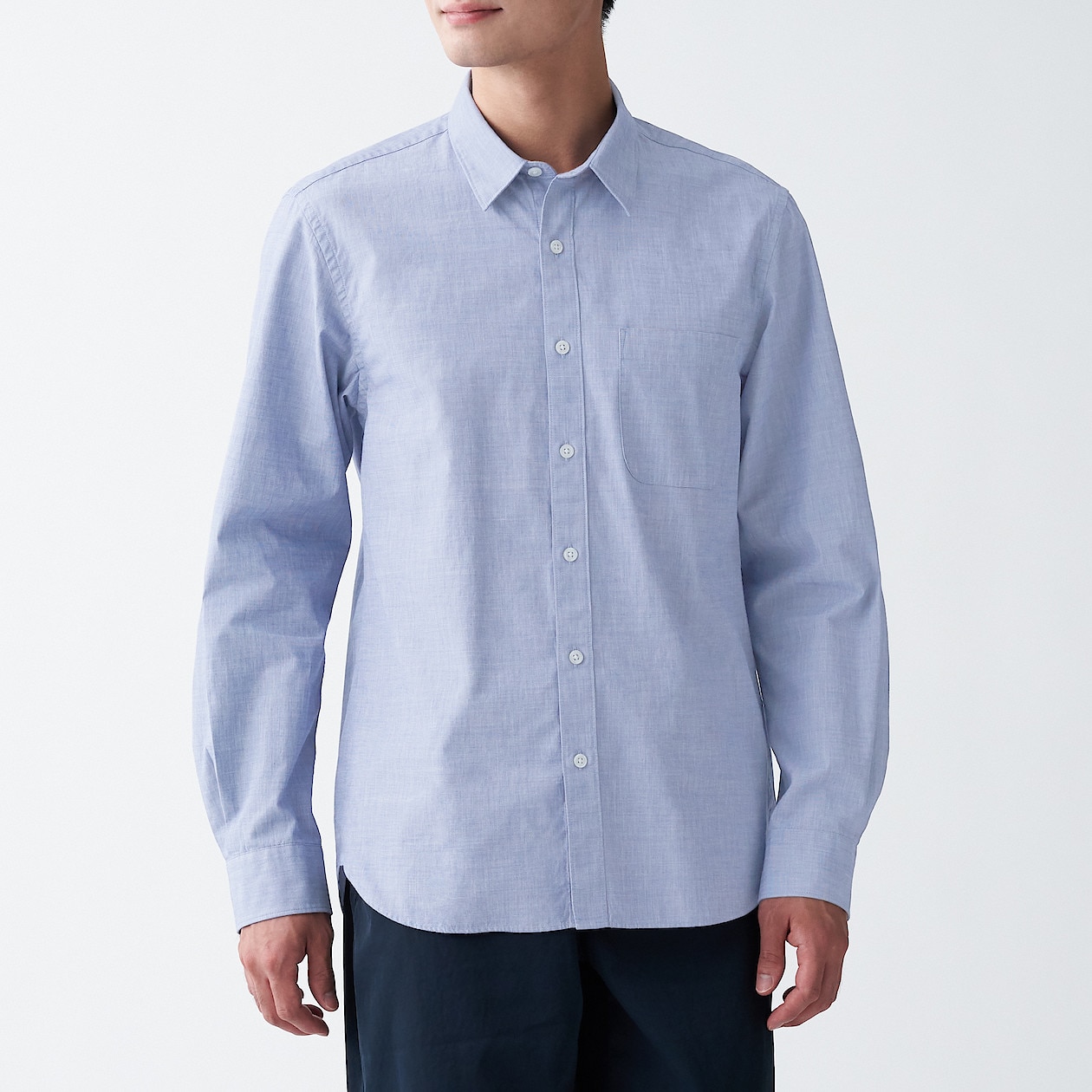 洗いざらしブロードシャツ 紳士ｌ ブルー シャツ ワイシャツ 長袖 紳士 メンズ 通販 無印良品