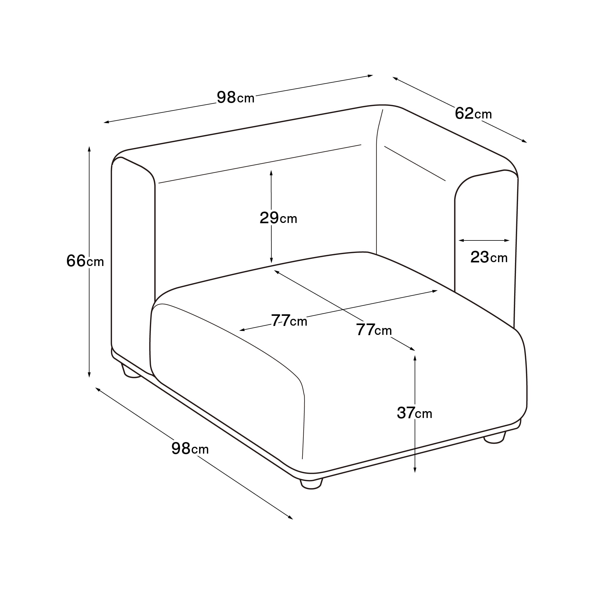ユニットソファ本体ハーフアーム付