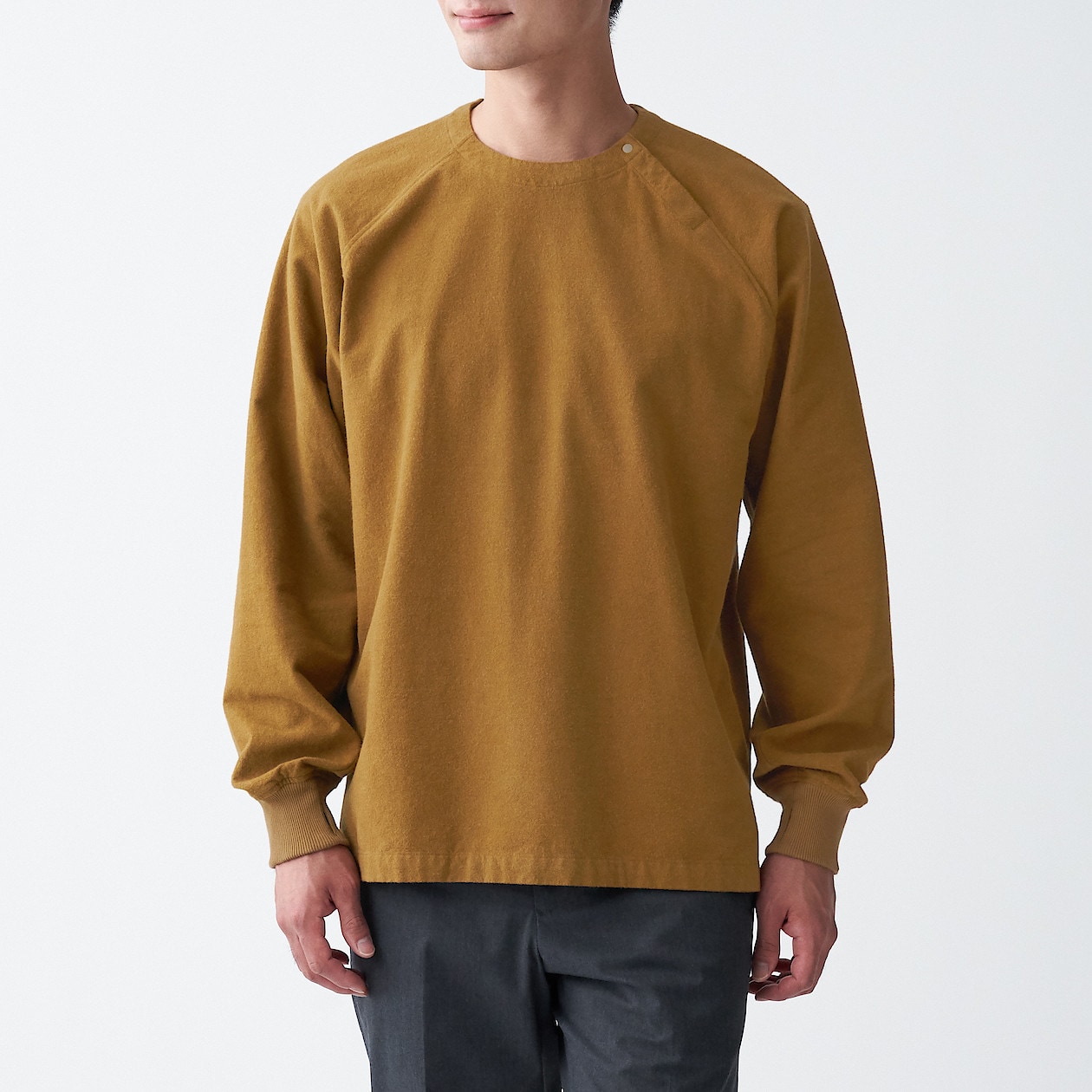 フランネルプルオーバーリブ付シャツ 紳士ｍ ダークマスタード アウトレット 紳士 トップス 通販 無印良品