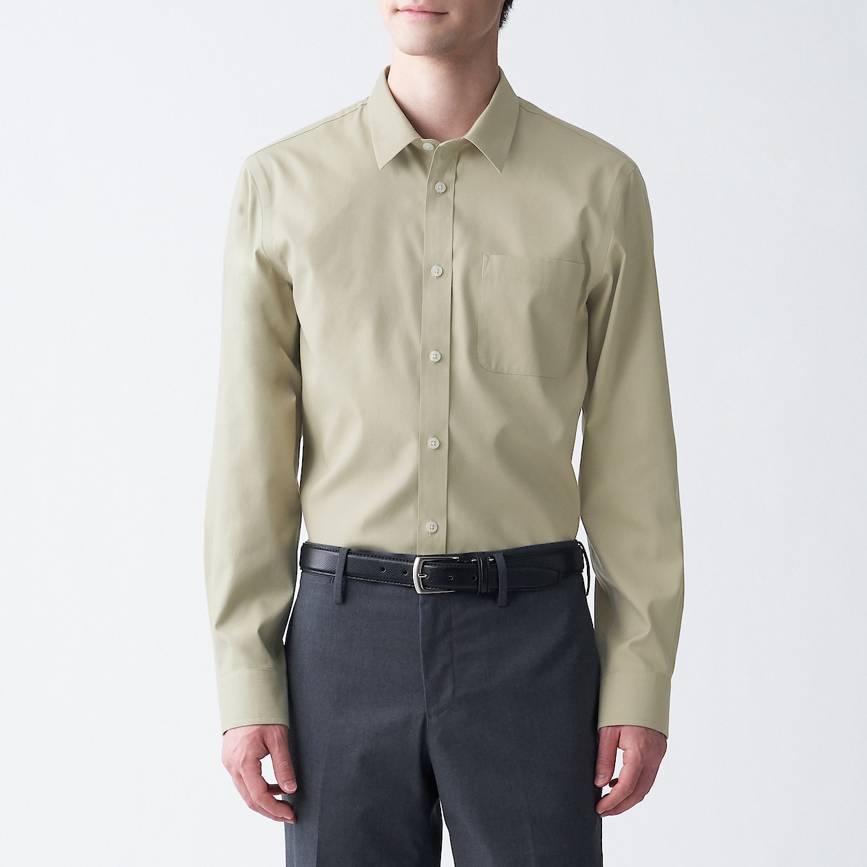 アイロンがけのいらないシャツ 紳士ｍ ライトグリーン シャツ ワイシャツ 長袖 紳士 メンズ 通販 無印良品