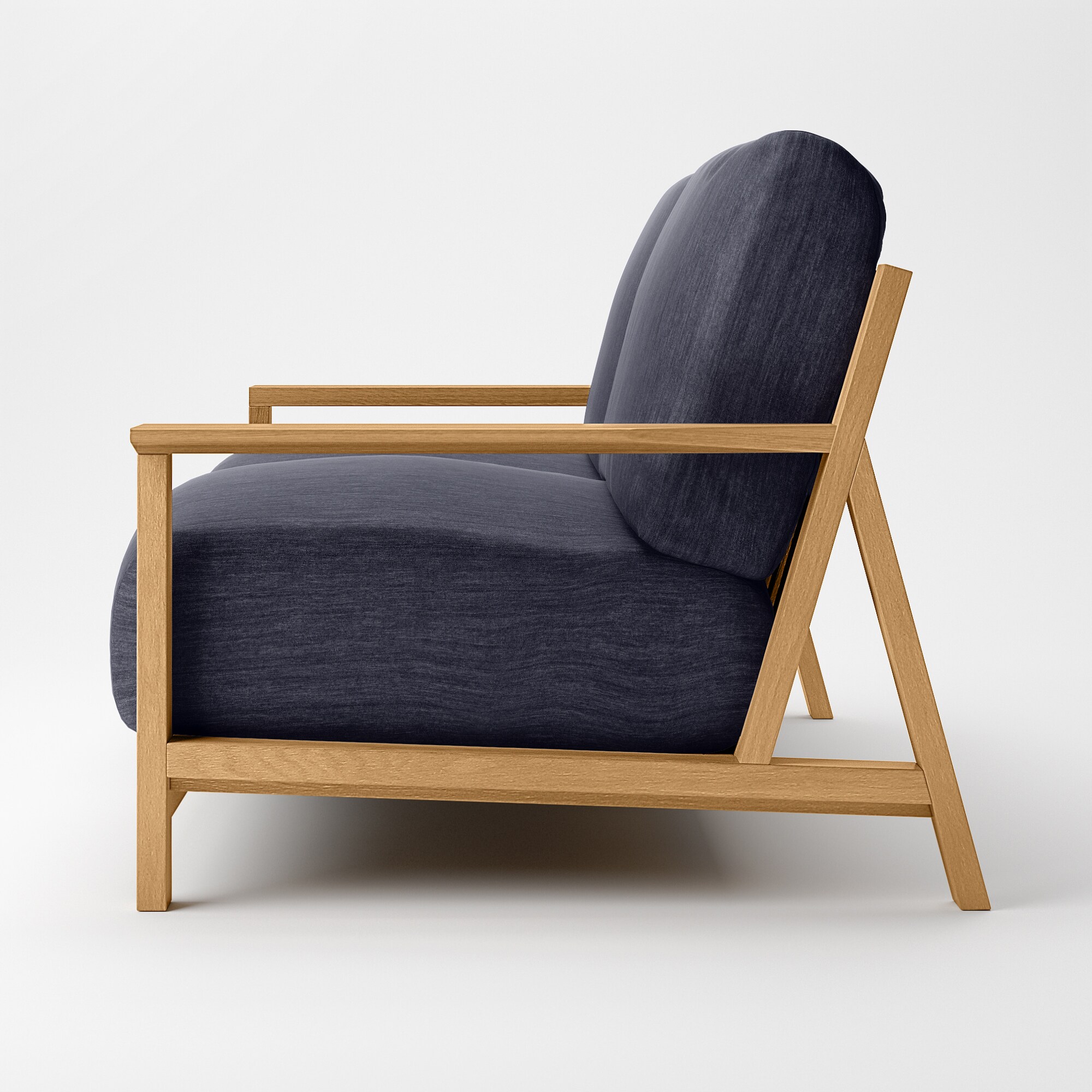 MUJI 木製フレームソファ（デニム地カバー） 2.5シーター ソファ本体木製フレーム 綿デニムカバー | 無印良品