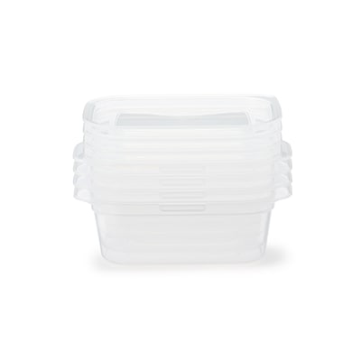 蓋をしたままレンジで使えるフードコンテナ　長方形１８０ｍＬ　４個入り