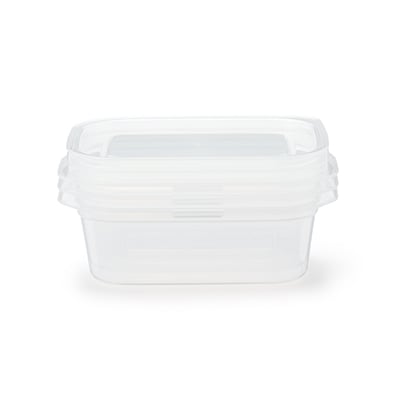 蓋をしたままレンジで使えるフードコンテナ　長方形４００ｍＬ　３個入り