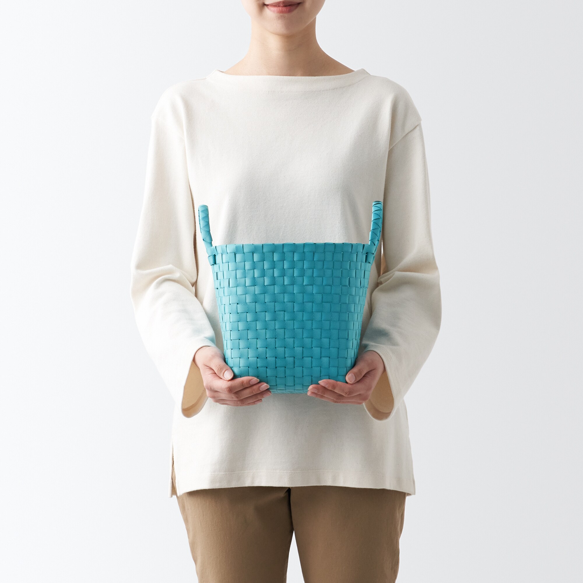 ポリプロピレン 梱包用バンド 手編みバスケット 小 ブルー | 無印良品