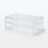 重なるアクリルケース２段フタ付引出・大
