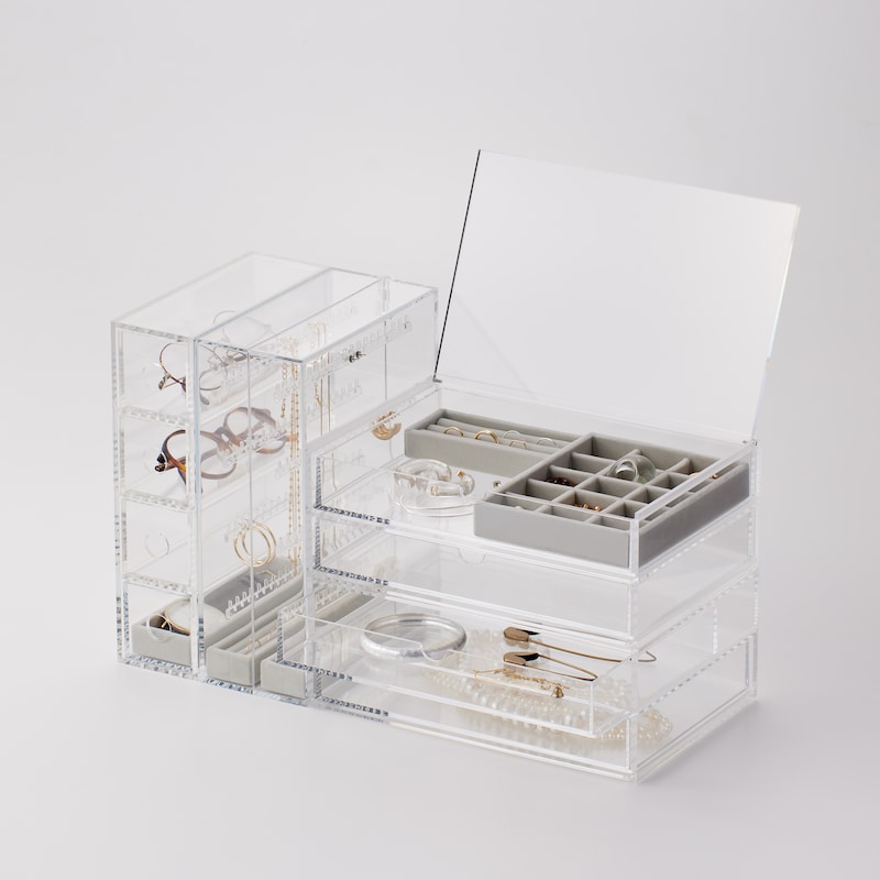 重なるアクリルケース2段フタ付引出・大 | 無印良品