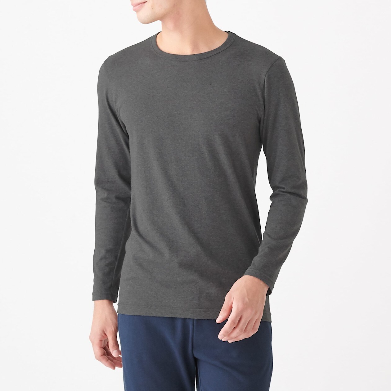 綿であったか 長袖ｔシャツ 紳士ｘｓ チャコールグレー あったかインナー 紳士 メンズ 通販 無印良品