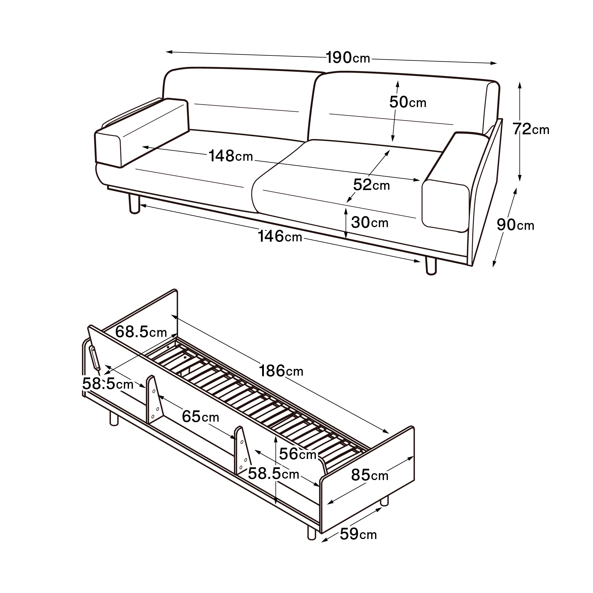木製ソファフレーム本体