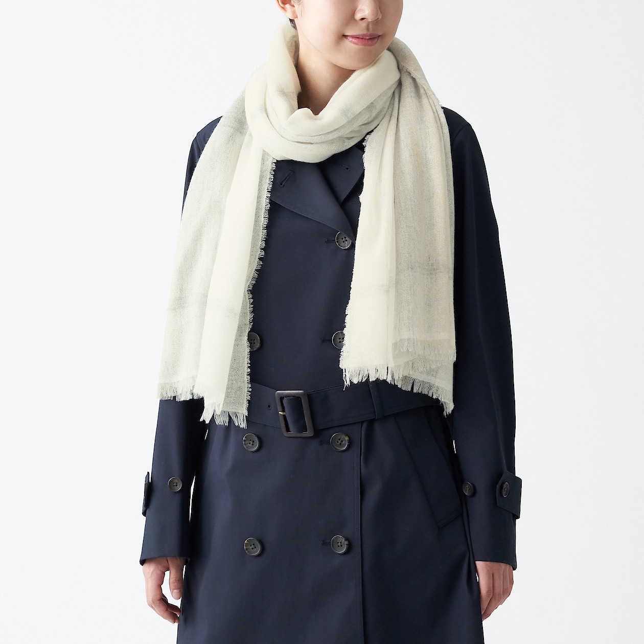 再生カシミヤ混大判ストール 柄 １８０ ８０ｃｍ ライトグレー 柄 ストール マフラー 通販 無印良品