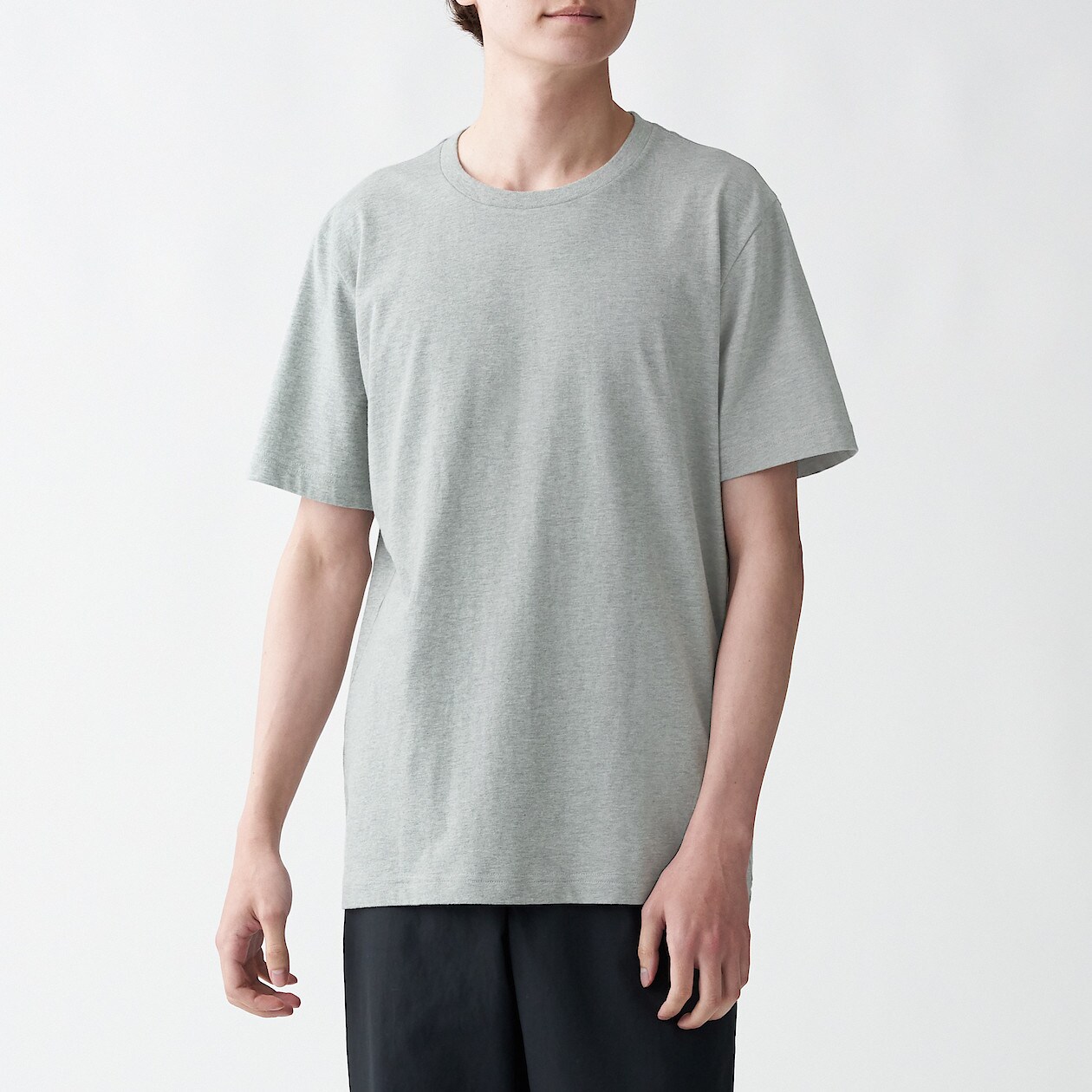 インド綿天竺編みクルーネックｔシャツ 紳士ｍ グレー 半袖 カットソー シャツ 紳士 通販 無印良品