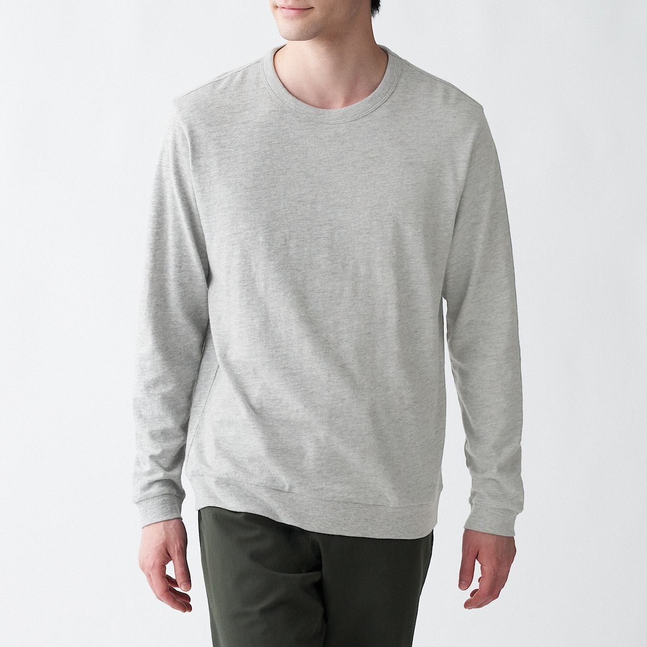 ムラ糸天竺編み長袖ｔシャツ 紳士ｍ グレー ｔシャツ カットソー 長袖 紳士 メンズ 通販 無印良品