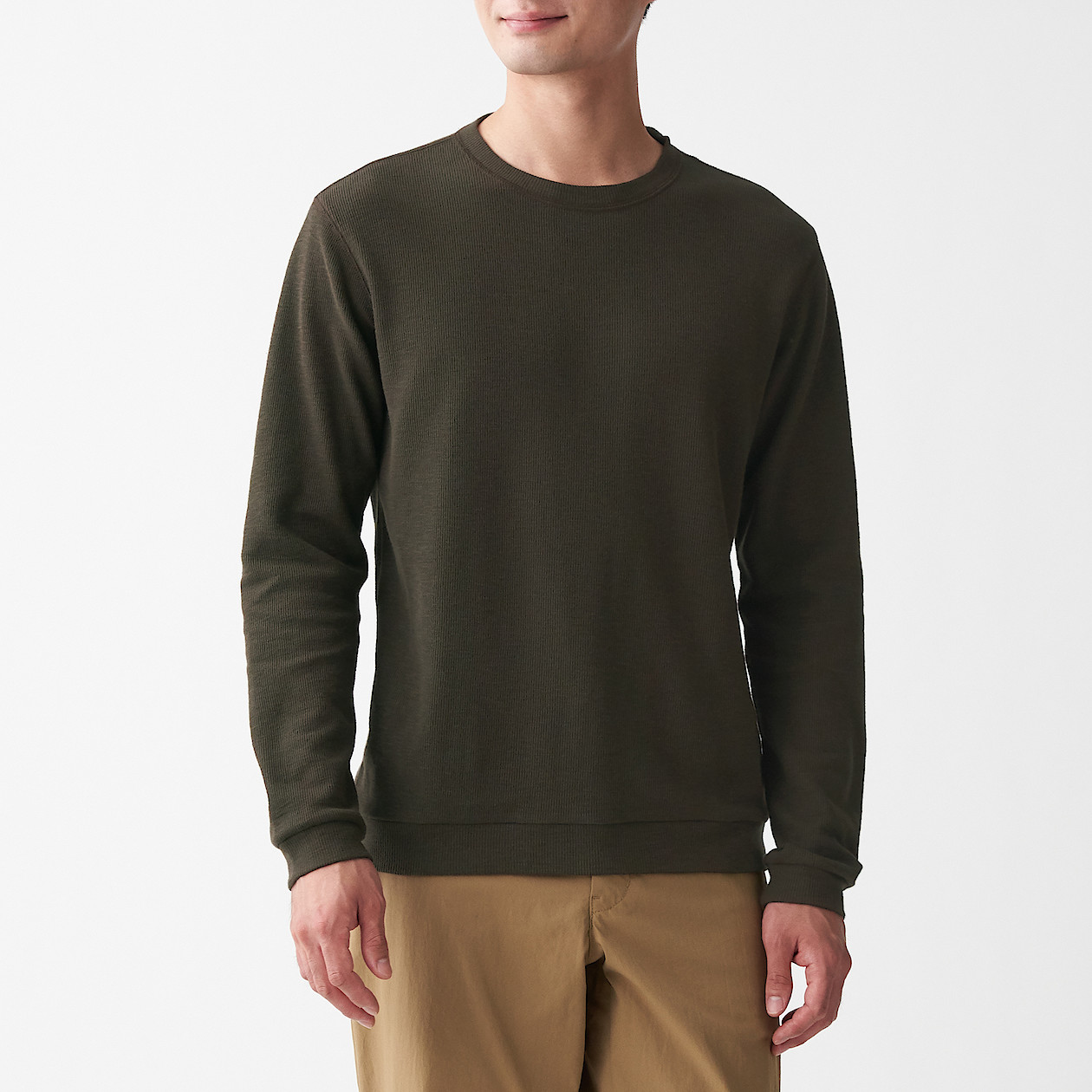 ムラ糸ワッフル編み長袖ｔシャツ 紳士ｓ ブラウン ｔシャツ カットソー 長袖 紳士 メンズ 通販 無印良品