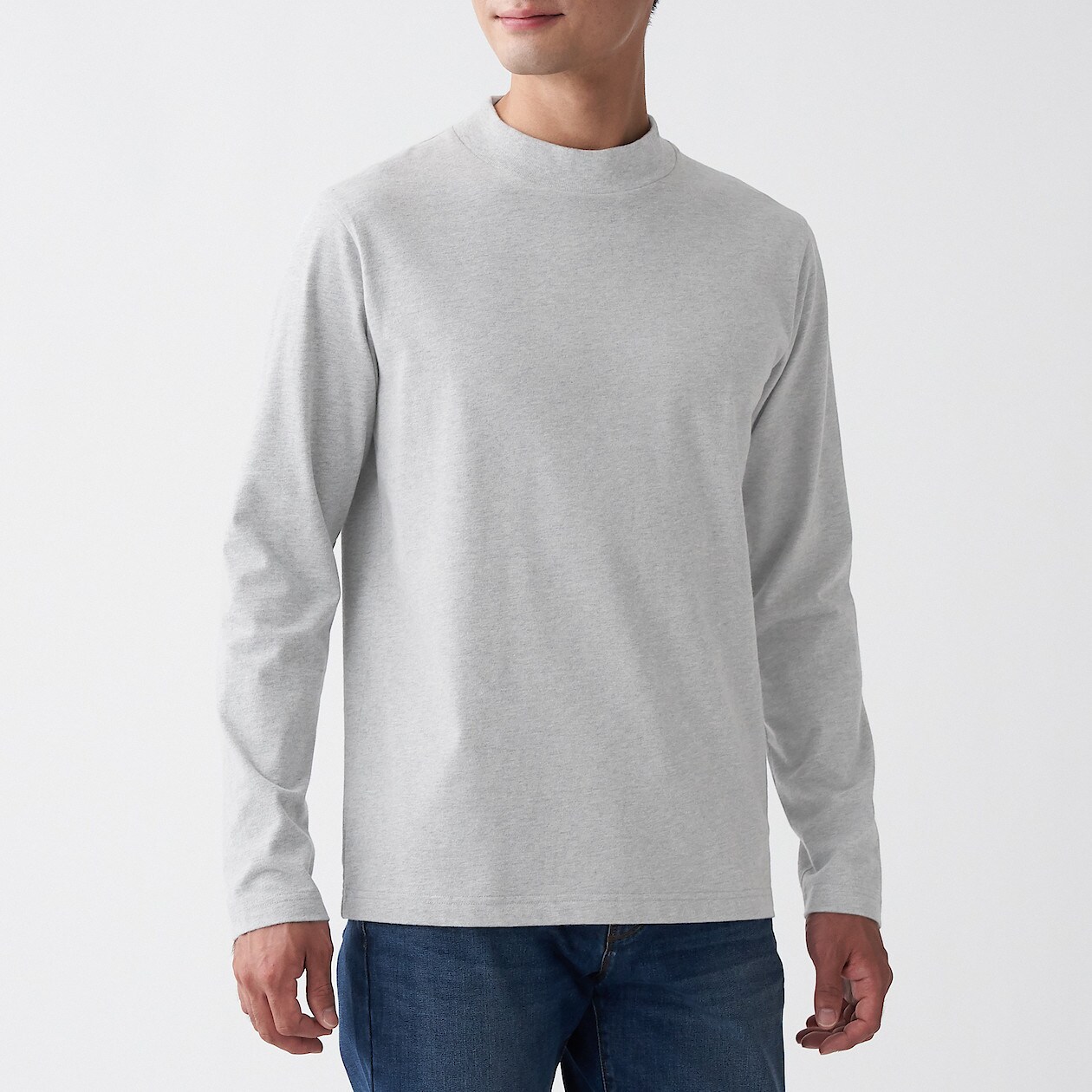 インド綿天竺編みハイネック長袖ｔシャツ 紳士ｓ グレー ｔシャツ カットソー 長袖 紳士 メンズ 通販 無印良品