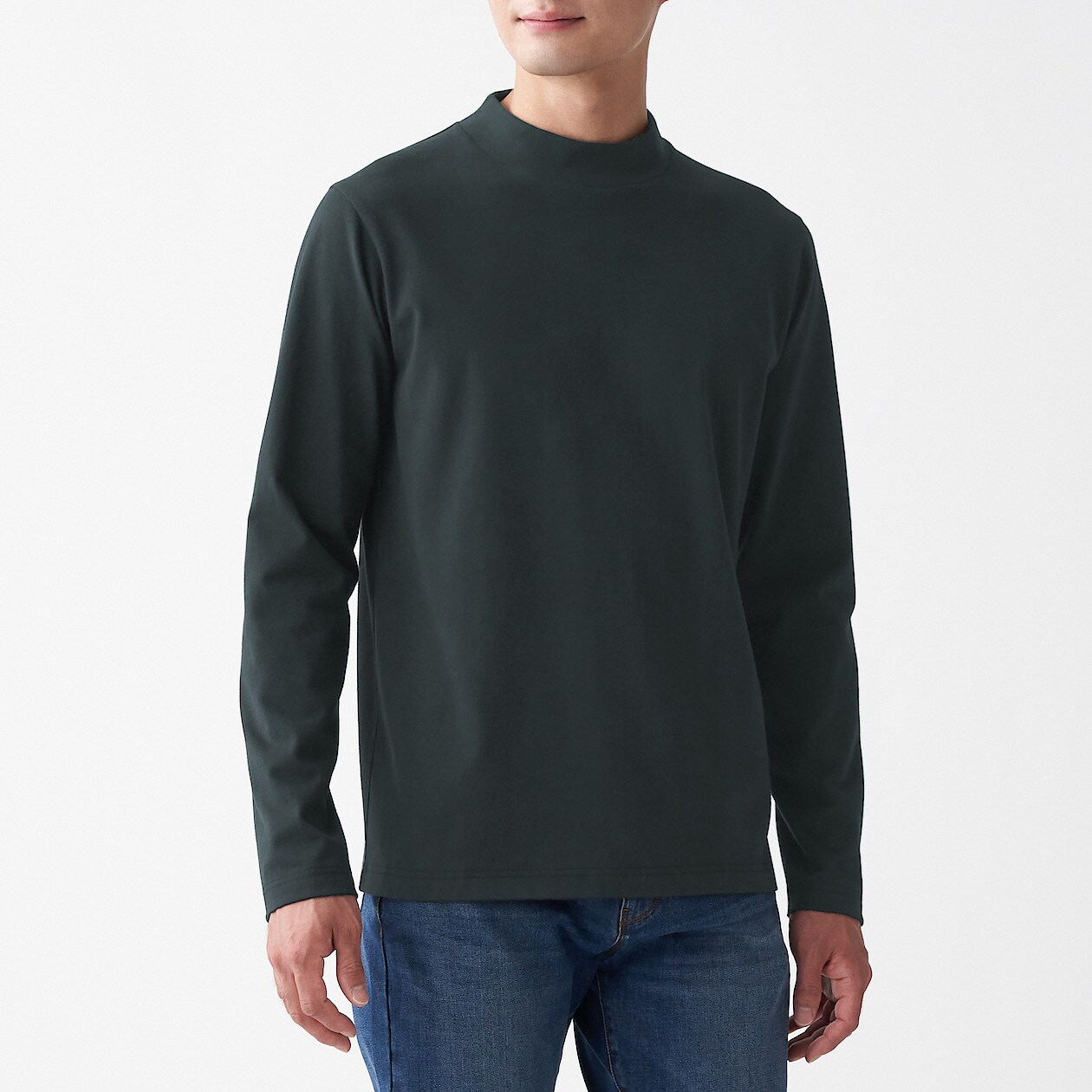 インド綿天竺編みハイネック長袖ｔシャツ 紳士ｘｓ 黒 Tシャツ カットソー 長袖 七分袖 紳士 メンズ 通販 無印良品