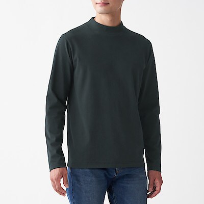 インド綿天竺編みハイネック長袖ｔシャツ 紳士ｍ 黒 ｔシャツ カットソー 長袖 紳士 メンズ 通販 無印良品