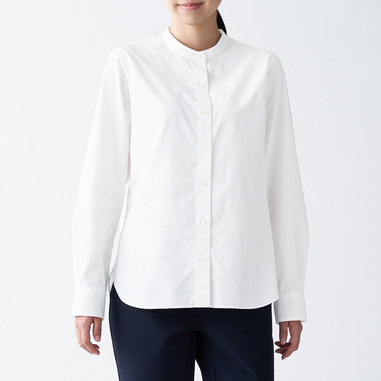 超長綿洗いざらしブロードスタンドカラーシャツ 婦人ｘｘｌ 白 通販 無印良品