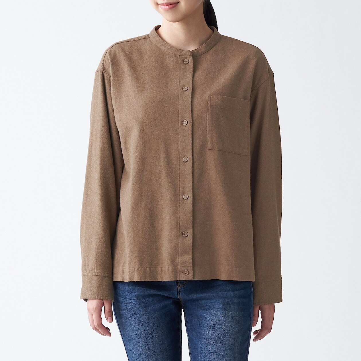 無印良品　フランネルスタンドカラーシャツ　120