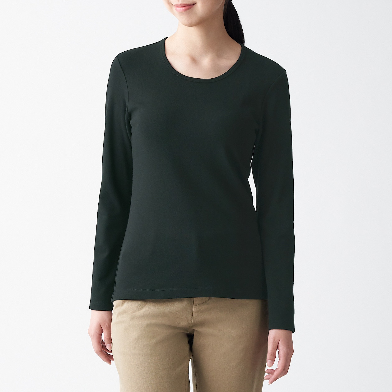 ストレッチフライス編みクルーネック長袖tシャツ 婦人l 黒 tシャツ カットソー 長袖 七分袖 婦人 レディース 通販 無印良品 ストレッチフライス編みクルーネック長袖tシャツ 婦人l 黒 tシャツ カットソー 長袖 七分袖 婦人 レディース 通販 無印良品
